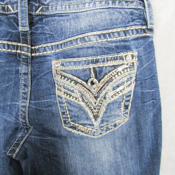 Vigoss Jeans 14 Embellished Dallas Bootcut Rhinestone Pockets Dark Wash Denim - Picture 4 of 12